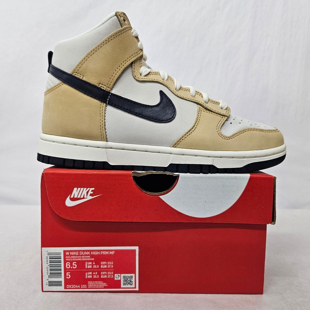 Nike Dunk High PRM MF Casual Shoe DX2044-101 Sail Obsidian Sesame Women Size 6.5